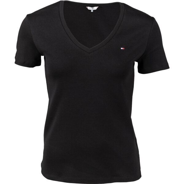 Tommy Hilfiger Tommy Hilfiger IM SLIM SOLID V-NK TOP SS Ženska majica, crna, veličina