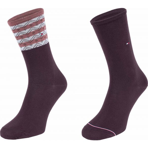 Tommy Hilfiger Tommy Hilfiger WOMEN SEASONAL TENCEL SOCK 2P FOLK STRIPE Ženske čarape, smeđa, veličina