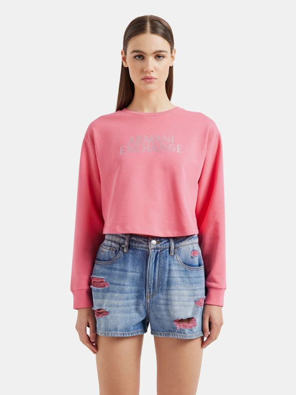 Armani Exchange Armani Exchange Majica dugih rukava ružičasta