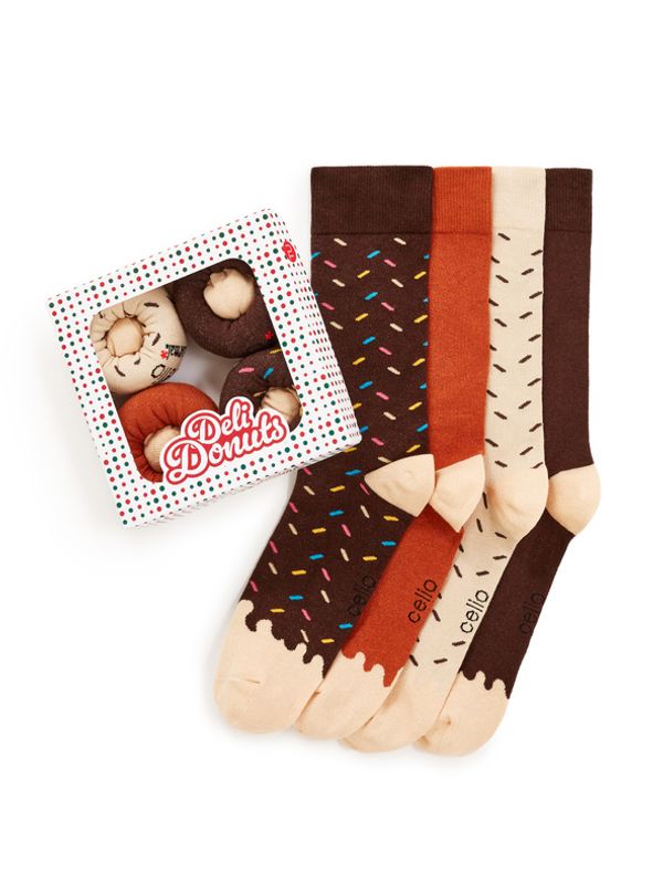 Celio Celio Donuts Čarape 4 para smeđa