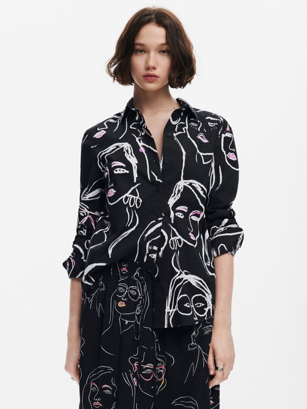 Desigual Desigual Faces Košulja crna