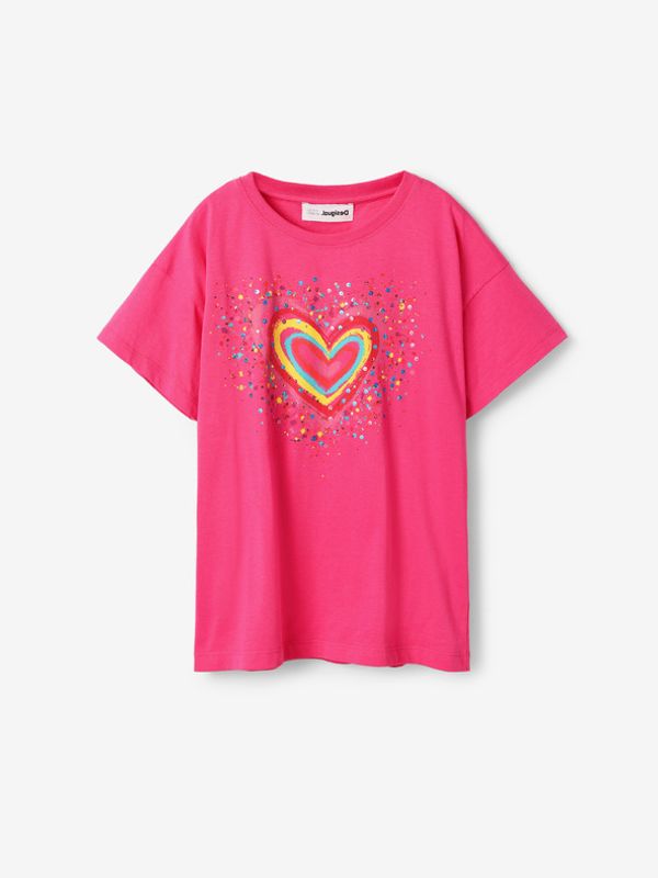 Desigual Desigual Heart Majica dječja ružičasta