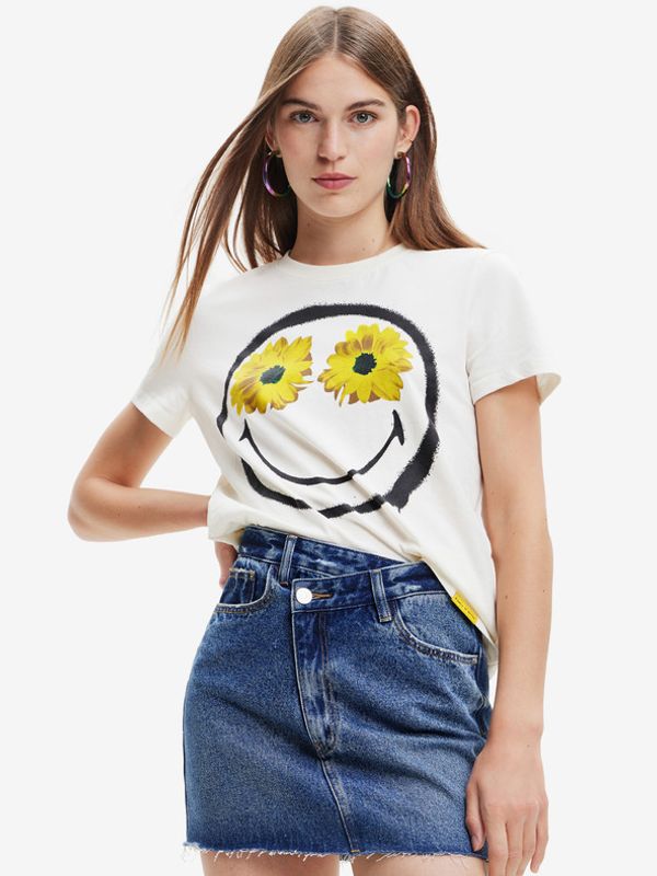Desigual Desigual Margarita Smiley Majica bijela