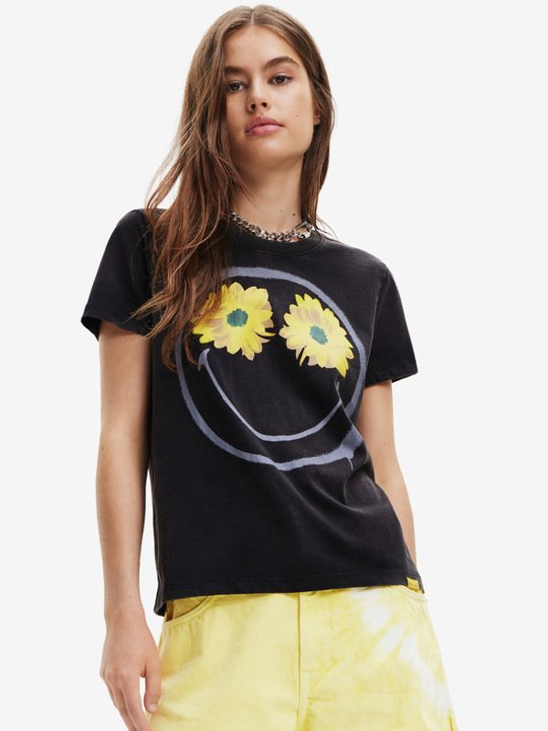 Desigual Desigual Margarita Smiley Majica crna