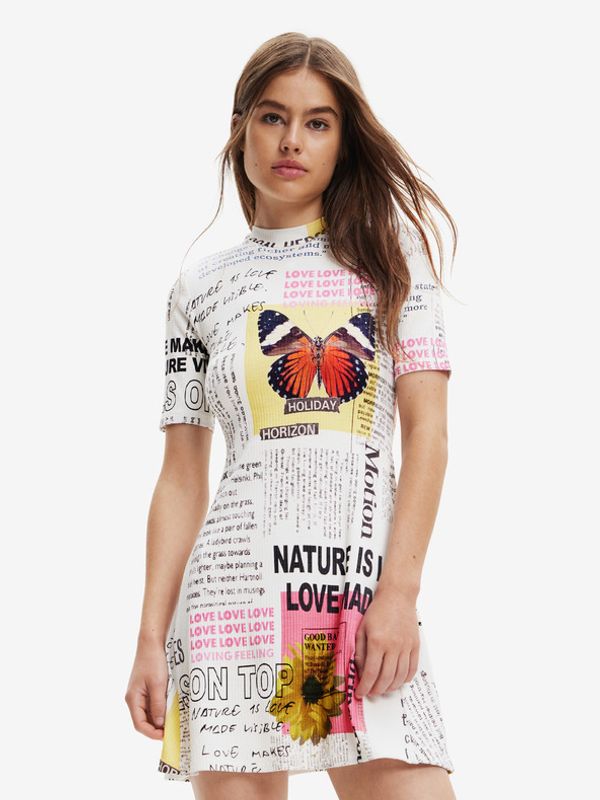 Desigual Desigual Newspaper Haljina bijela