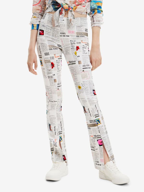 Desigual Desigual Newspaper Hlače bijela