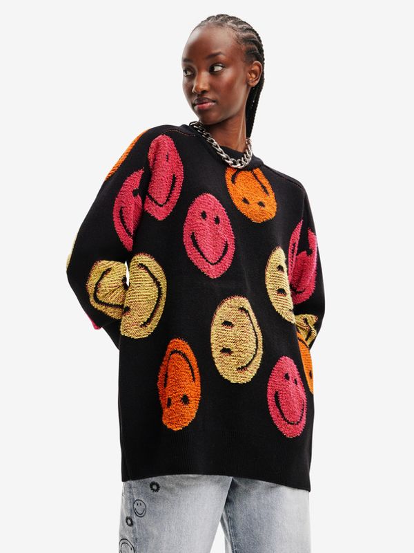 Desigual Desigual Smiley Majica dugih rukava crna