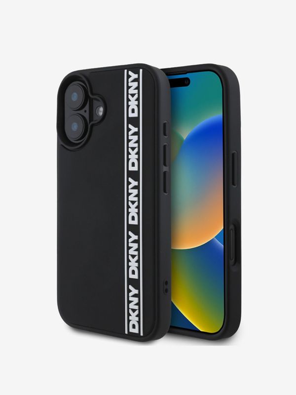DKNY DKNY 3D Rubber Repeat Logo Line iPhone 16 Black Etui za telefon ljubičasta