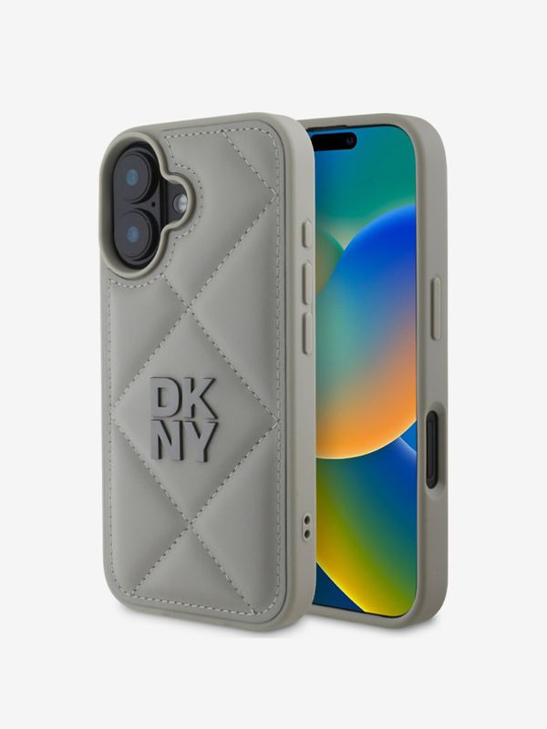 DKNY DKNY PU Leather Quilted Stack Logo Zadní Kryt pro iPhone 16 Grey Etui za telefon ljubičasta