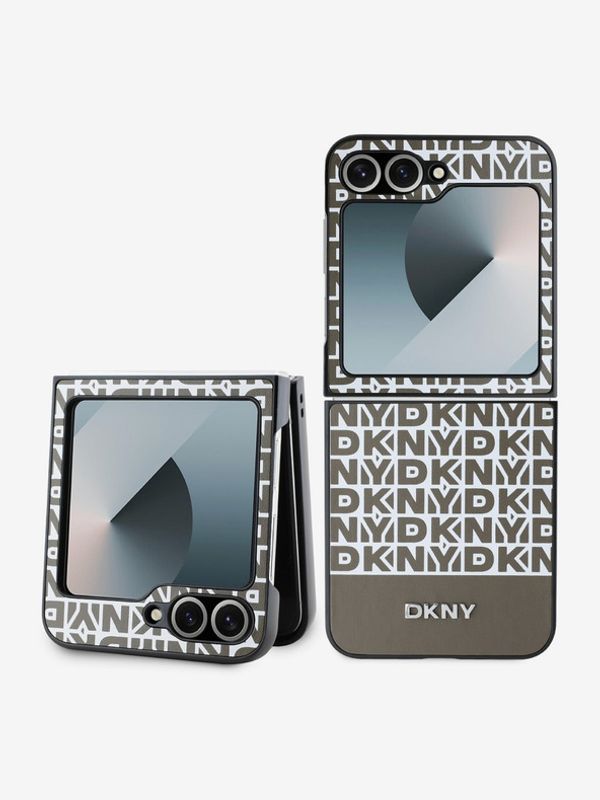 DKNY DKNY PU Leather Repeat Pattern Bottom Stripe Zadní Kryt pro Samsung Galaxy Z Flip 6 Brown Etui za telefon ljubičasta