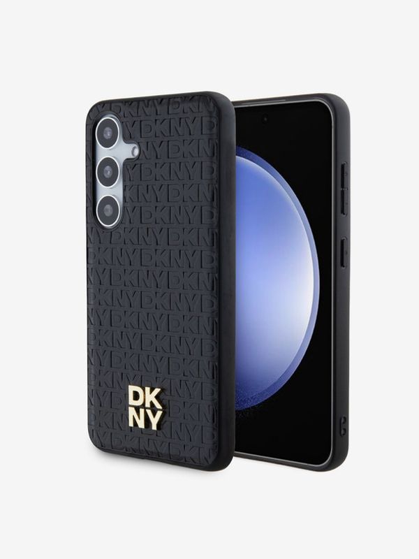 DKNY DKNY PU Leather Repeat Pattern Stack Logo Magsafe Zadní Kryt pro Samsung Galaxy S24+ Black Etui za telefon ljubičasta