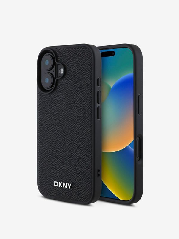 DKNY DKNY PU Leather Silver Metal Logo Magsafe iPhone 16 Black Etui za telefon ljubičasta