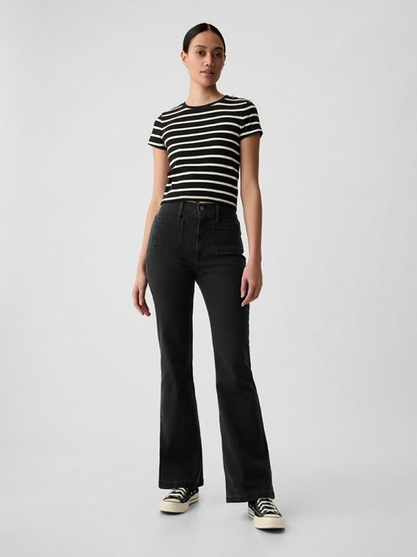 GAP GAP High Rise '70s Flare Traperice crna