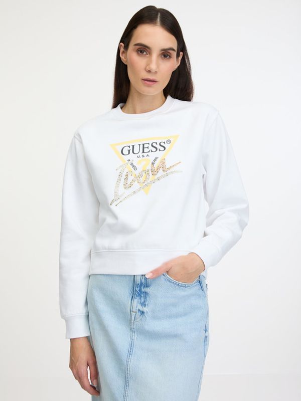 Guess Guess Icon Sweatshirt Majica dugih rukava bijela