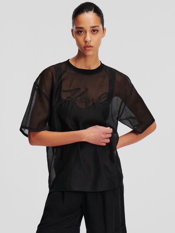 Karl Lagerfeld Karl Lagerfeld Organza T-shirt Majica crna