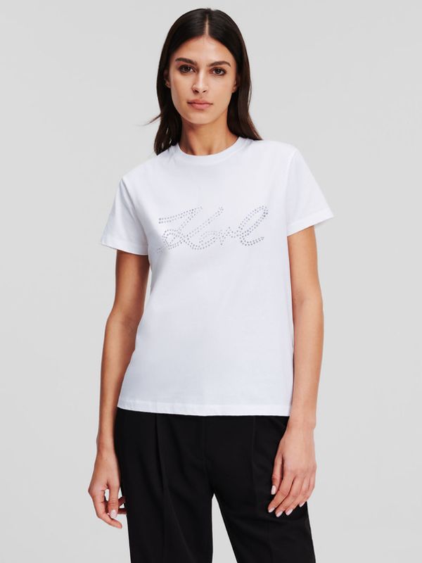 Karl Lagerfeld Karl Lagerfeld Rhinestone Logo Majica bijela