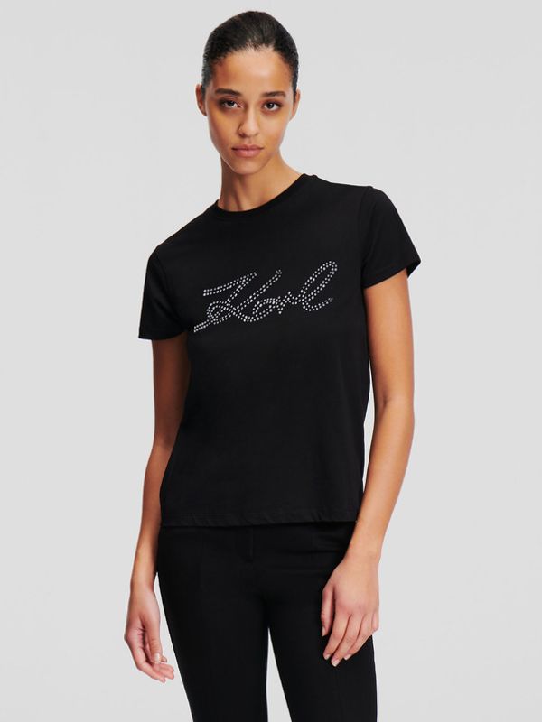 Karl Lagerfeld Karl Lagerfeld Rhinestone Logo Majica crna