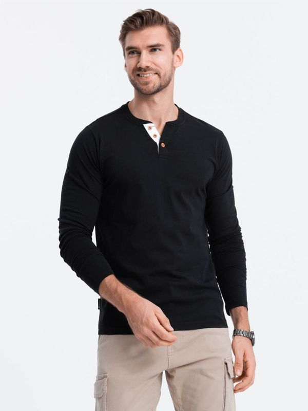 Ombre Clothing Ombre Clothing Henley Majica crna