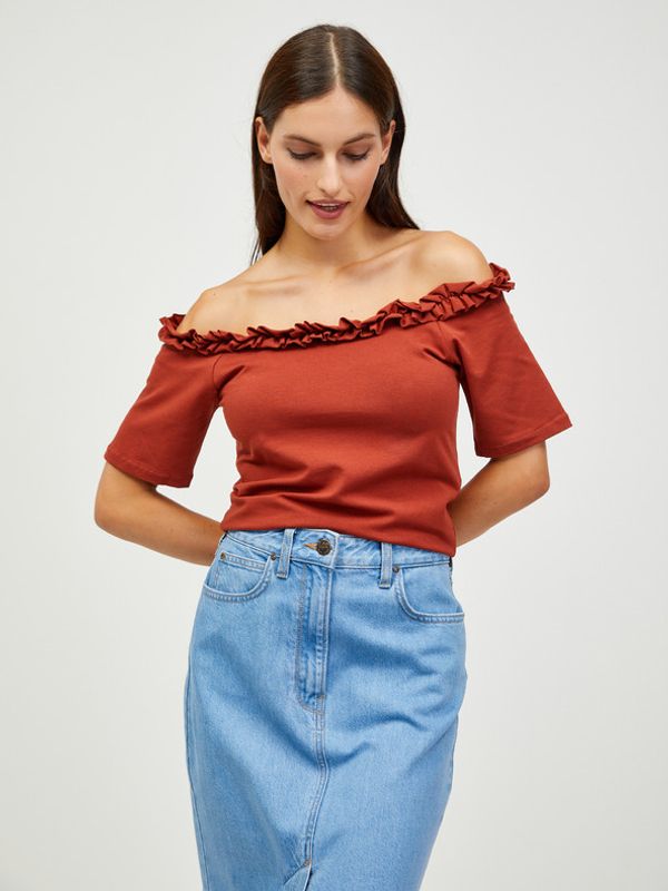 Pieces Pieces Leah Crop top smeđa