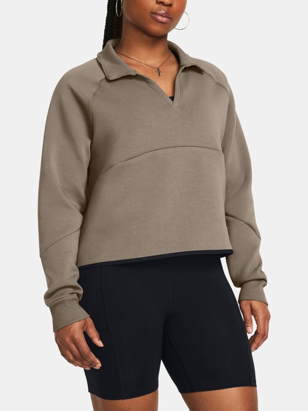 Under Armour Under Armour Unstoppable Flc Rugby Crop Majica dugih rukava smeđa