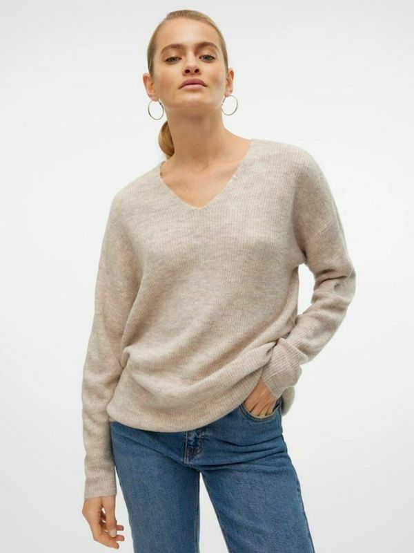 Vero Moda Vero Moda Crewlefile Džemper bež