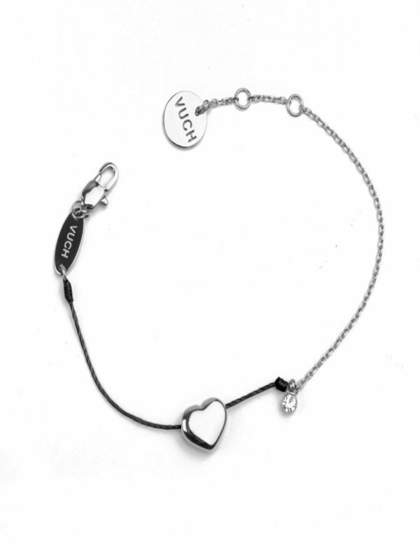 Vuch Vuch Shiny Heart Black Naušnice srebrna